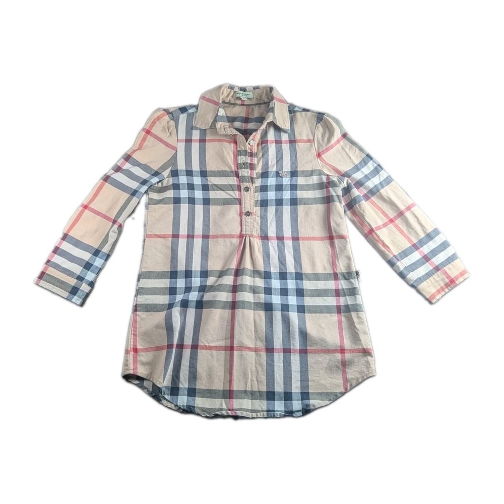 Burberry London Women's Nova Check Plaid 100% Cotton Tunic Shirt Size L Designer